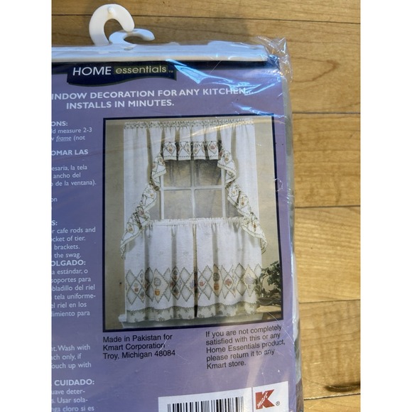 90s Cottage Core Home Essentials Kmart Vtg Tier & Swag Curtains 58x36 New In Bag - Picture 5 of 5